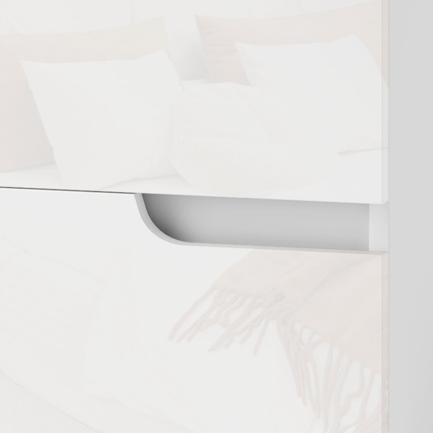 Set of Two High Gloss Bedside Tables - White