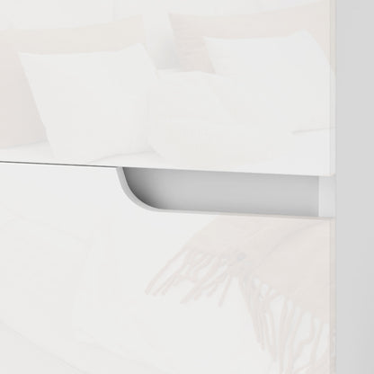 Set of Two High Gloss Bedside Tables - White