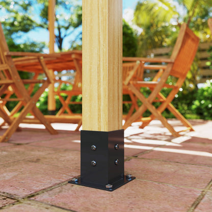 12 Piece DIY Pergola Bracket Kit | 3-Way & 4-Way Corner Brackets | Post Bases | Precision-Welded Powder-Coated Metal | Expansion Screws Included | Fits 9.6cm Lumber | Black