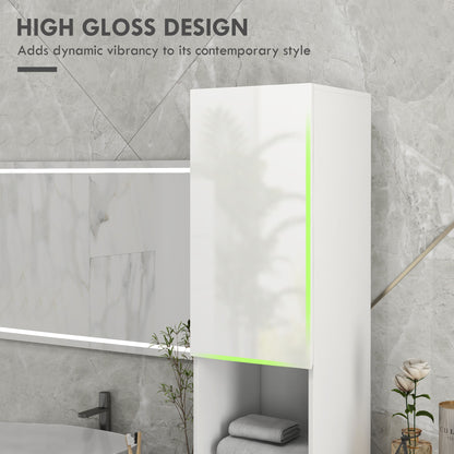 Kleankin Multi-Storage Slim Bathroom Cabinet - High Gloss White