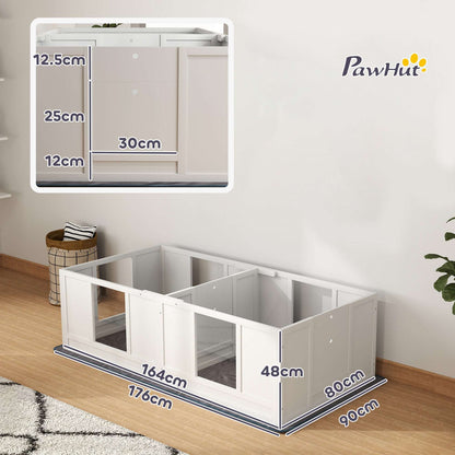 PawHut Two Room Design Whelping Box for Dogs with Whelping Pad, Clear Panels, Adjustable Entrance, for Small Dogs, 164 x 80cm