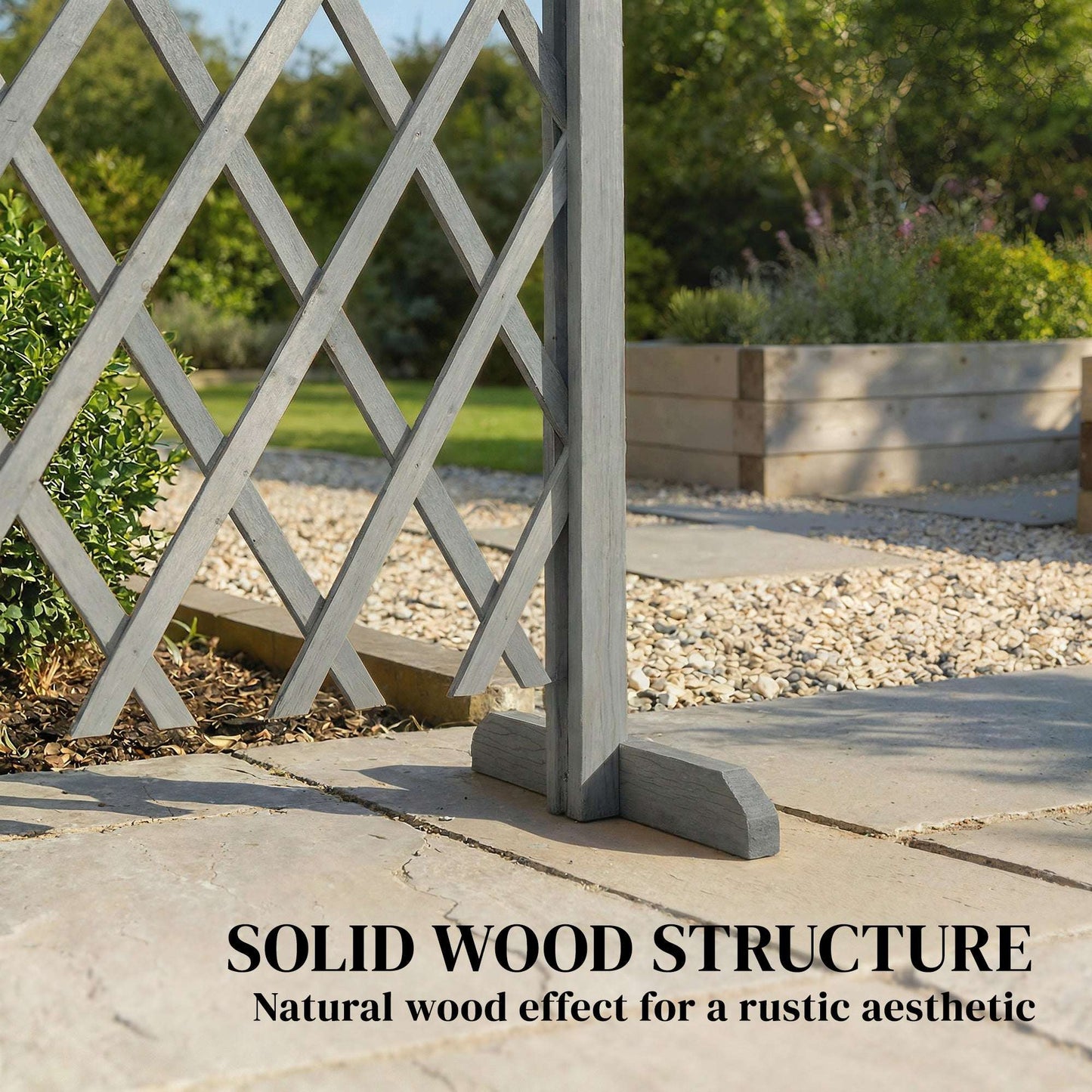 2 Pack Expanding Garden Fence Panels | 180cm Wide | Freestanding | Foldable | Varnished Fir Wood | Dark Grey