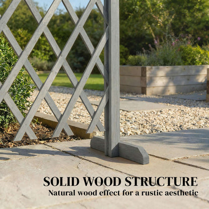 2 Pack Expanding Garden Fence Panels | 180cm Wide | Freestanding | Foldable | Varnished Fir Wood | Dark Grey