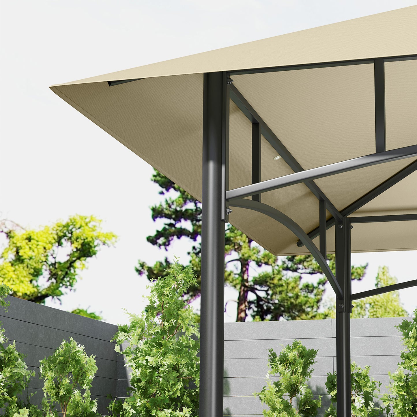 8' x 5' Grill Gazebo Canopy, Double Tiered Outdoor BBQ Gazebo Shelter with 2 Side Shelves, Storage Baskets, Hook for Garden