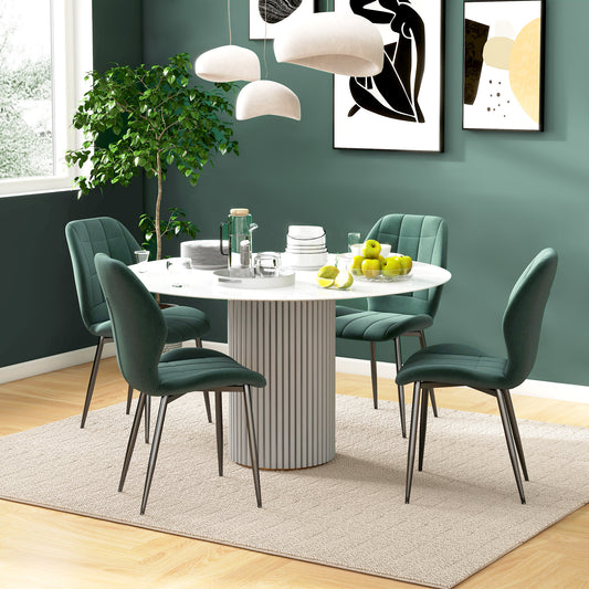 Retro Style Set of Four Flannel Relaxed Tub Dining Chairs - Green