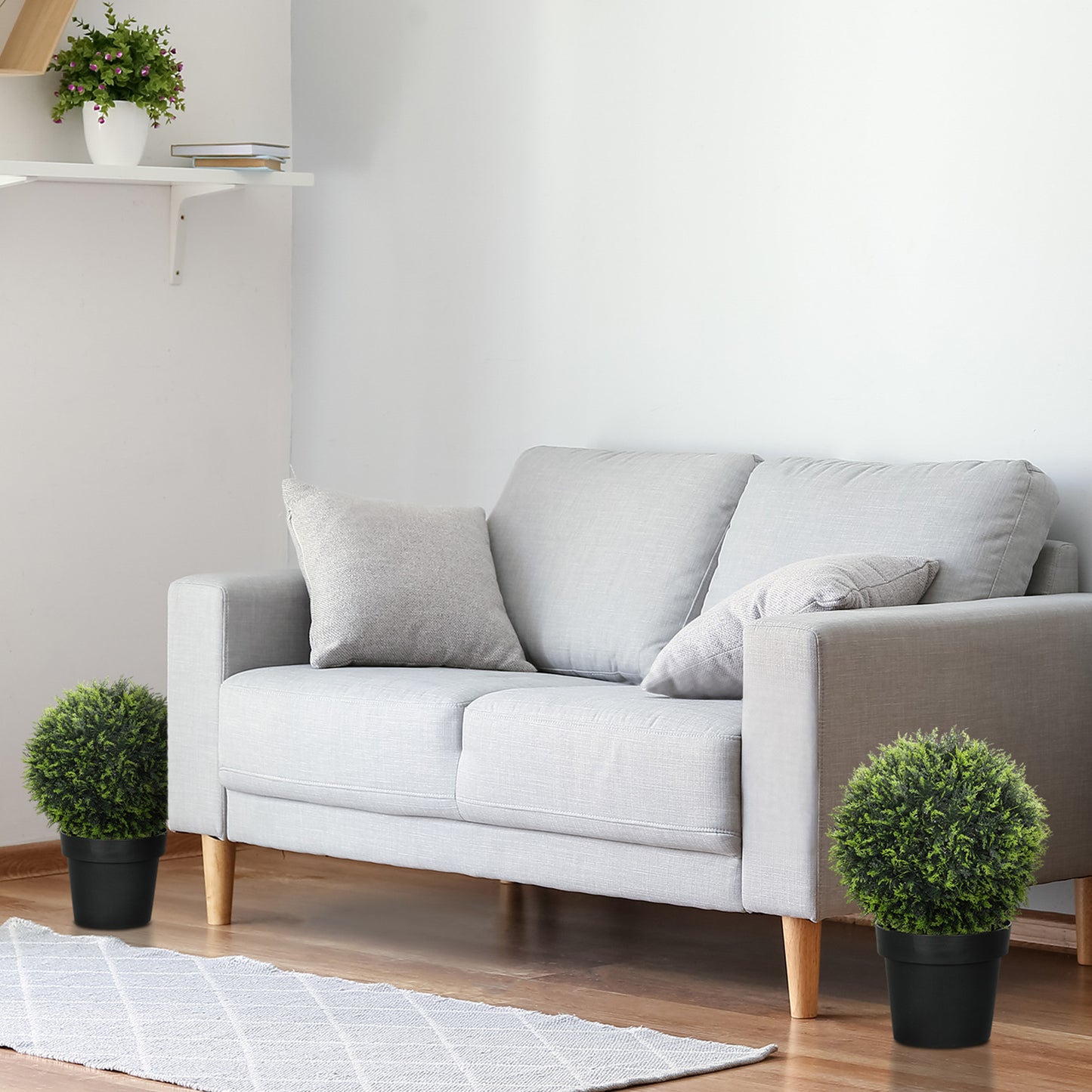 Set of 2 Artificial Plant Topiary Balls, UV-protected Fake Decorative Plants, Faux Plants for Home Indoor Outdoor Decor, 45cm, Green