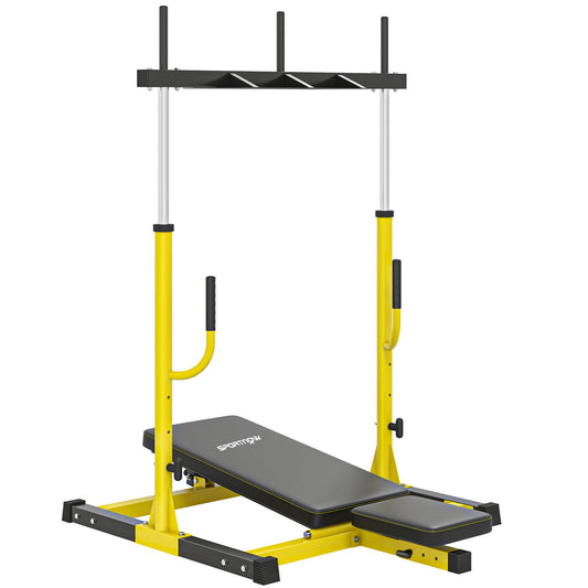 SPORTNOW Vertical Leg Press Machine with Adjustable Leg, Back and Head Positions, 2" Olympic Plate Compatible, Yellow