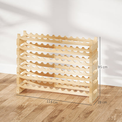 Six-Tier, 72 Bottle Wooden Wine Rack Set of 2 - Natural Wood