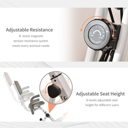2-in-1 Upright  Exercise Bike Stationary Foldable Magnetic Recumbent Cycling with Arm Resistance Bands Orange