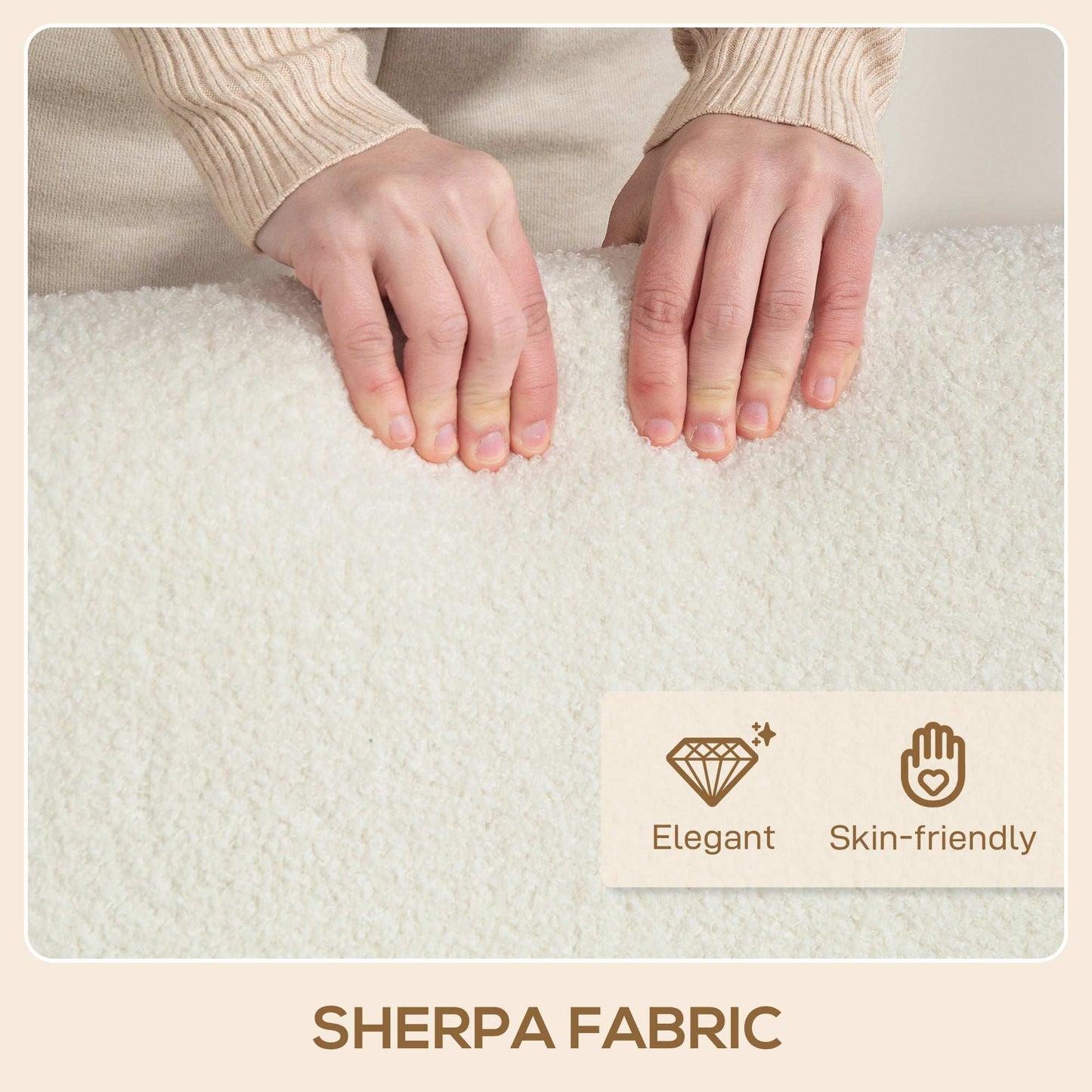 Small Sherpa Fabric 2 Seater Sofa Settee - Cream White