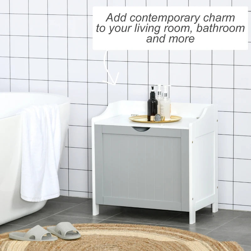 Kleankin Bathroom Laundry Cabinet Bin Free Standing Towel Storage Chest with Raised back and Shaker Style Door