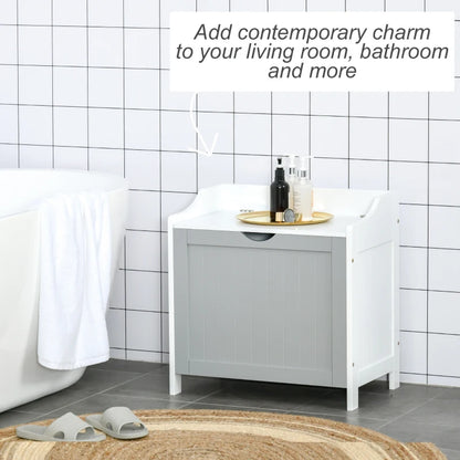 Kleankin Bathroom Laundry Cabinet Bin Free Standing Towel Storage Chest with Raised back and Shaker Style Door