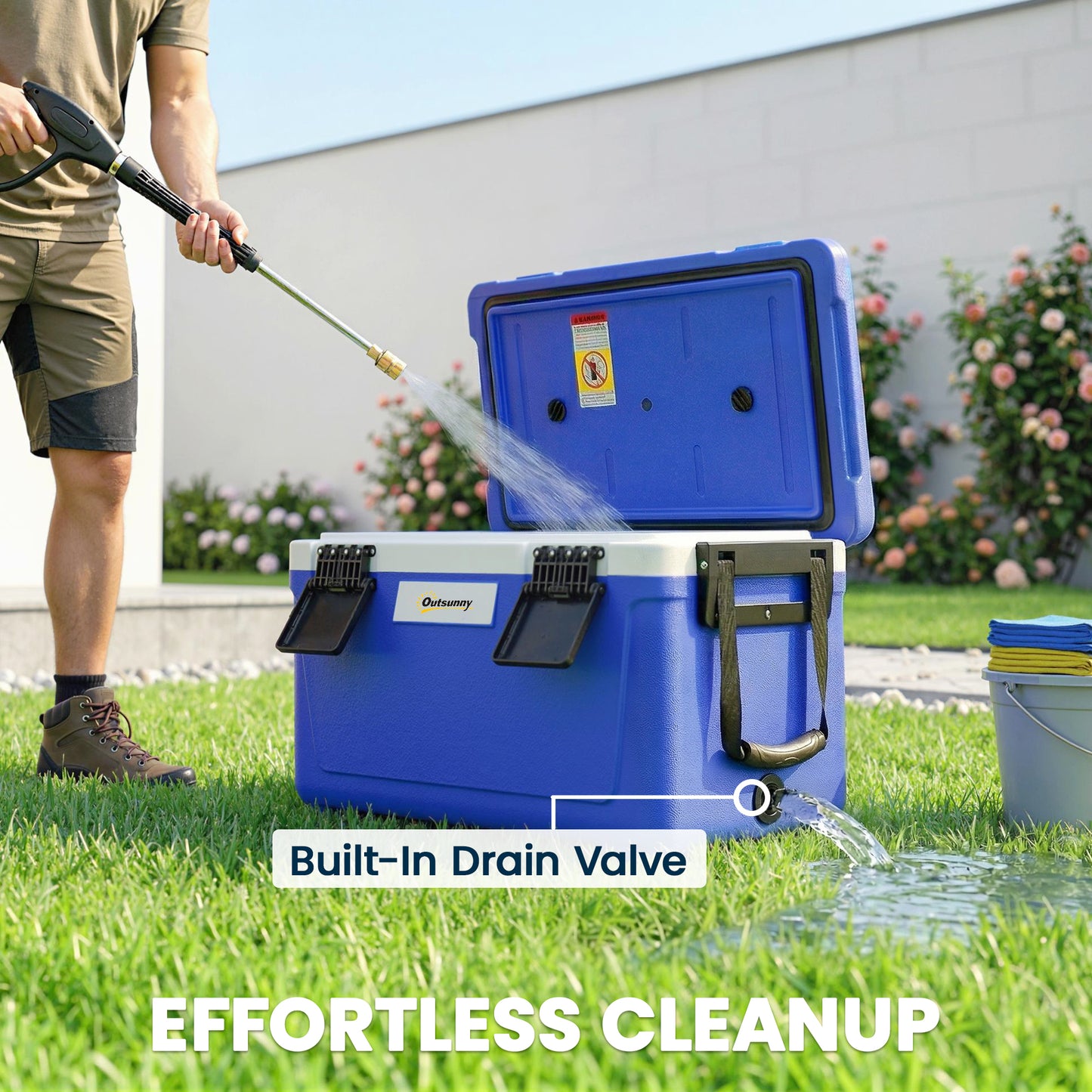 42.6L Insulated Cool Box | 72-Hour Retention | HDPE Shell | PU Foam | Drain Valve | 70kg | Camping & Fishing | Dark Blue