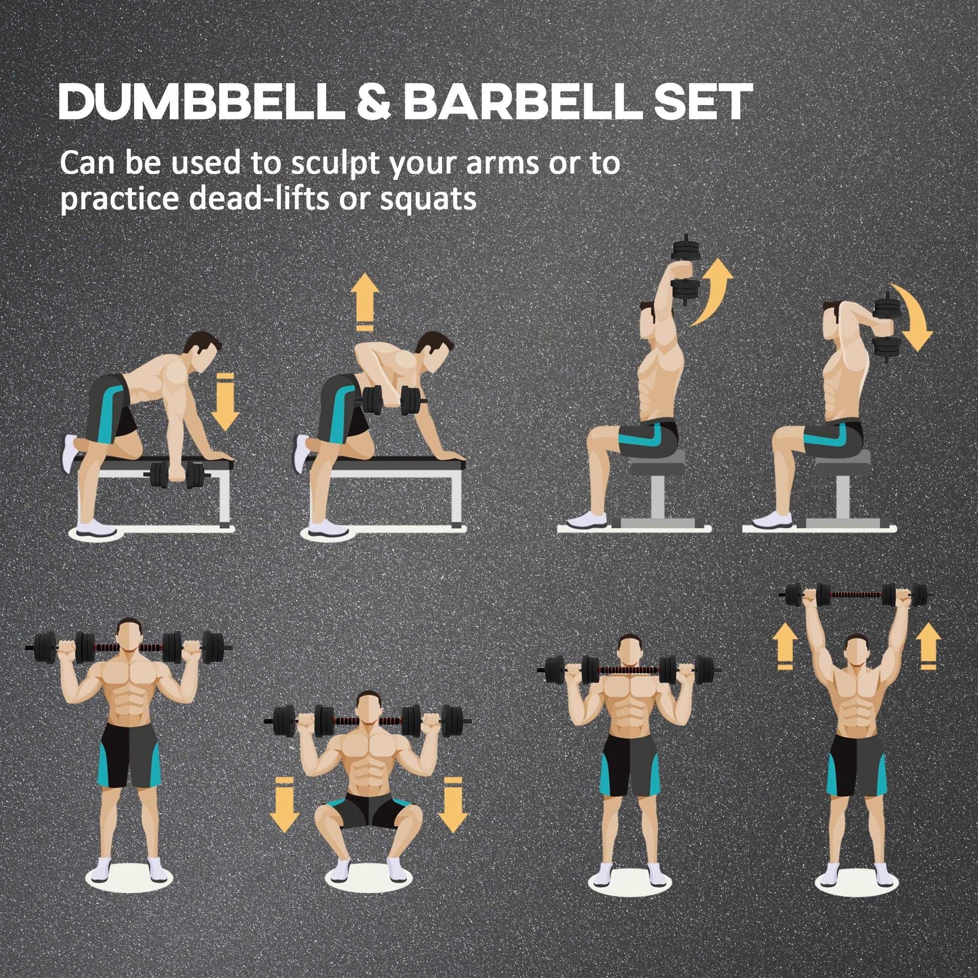 20kg 2 IN 1 Adjustable Dumbbells Weight Set, Dumbbell Hand Weight Barbell for Body Fitness, Lifting Training for Home, Office, Gym, Black