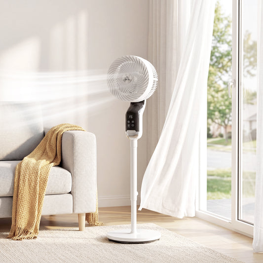 Silent Standing Pedestal Fan | 41" | 20dB Sleep Mode | 8 Speeds | 85° Oscillation | 12H Timer | Remote | Aroma Box | White