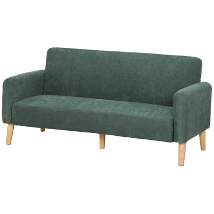 2 Seater Sofa | Dark Green Velvet-Feel Small Couch, 20cm Cushions & 240kg Capacity