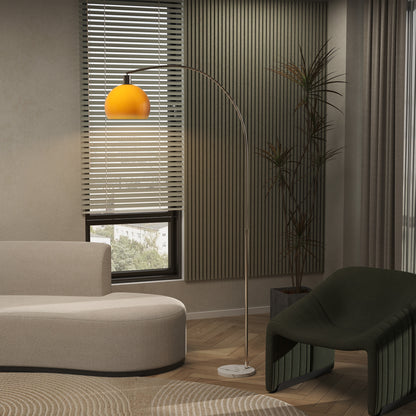 Floor Lamp for Living Room, Modern Standing Lamp with Shade & Foot Switch for Bedroom, Office, Orange