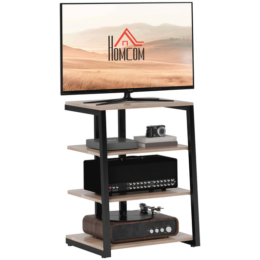 TV Stand Cabinet for 28 Inch TVs, Corner TV Unit with Open Adjustable Shelves and Extension Lead Holder, Entertainment Unit for Living Room, Grey