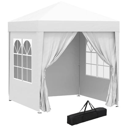 2x2m Pop-Up Gazebo | Oxford Canopy | Powder-Coated Steel Frame | 4 Removable Side Walls | 2 Zipped Walls & 2 Pane Walls | Velcro Attachment | UV & Water-Resistant | Carrying Bag | 2x2x2.45m | White