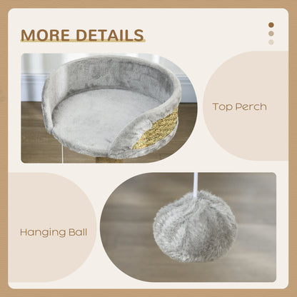PawHut Cat Tree Tower with Scratching Posts, Grey Or White