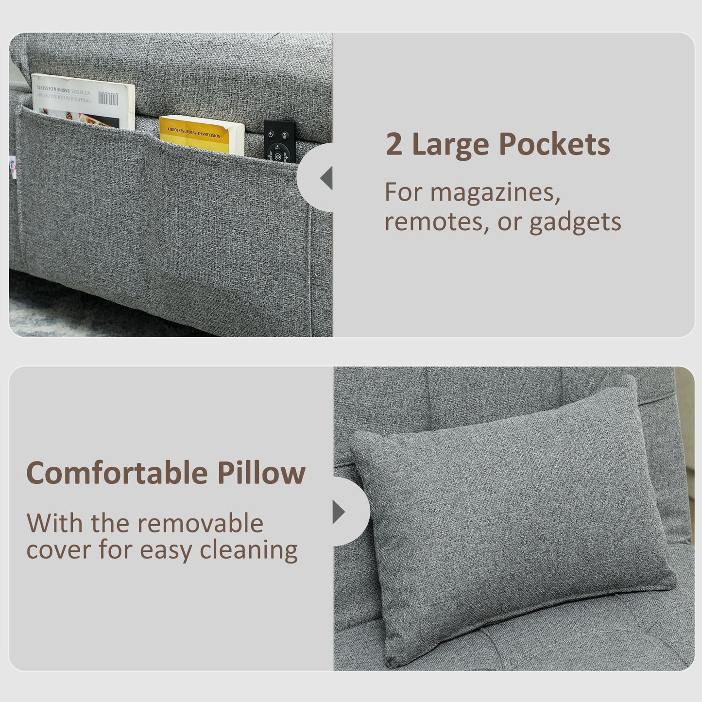 Four-In-One Single Sleeper Chair - Light Grey