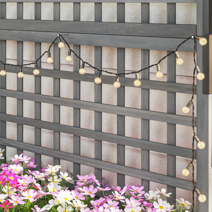 Raised Bed with Drainage Holes, Wood Planter with Trellis for Climbing Plants to Grow Vegetables, Flowers, Dark Grey