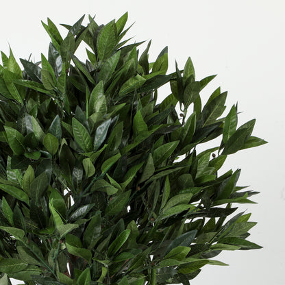 Set of 2 Artificial Bay Laurel Topiary Trees | 1209 PE Leaves | Twisted Trunk | Bendable Branches | UV-Resistant | Weighted Cement Pots | Indoor & Outdoor | 50 x 150cm | Green