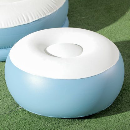 Outsunny Inflatable Tub Chair and Footstool Perfect for Camping - Blue/White