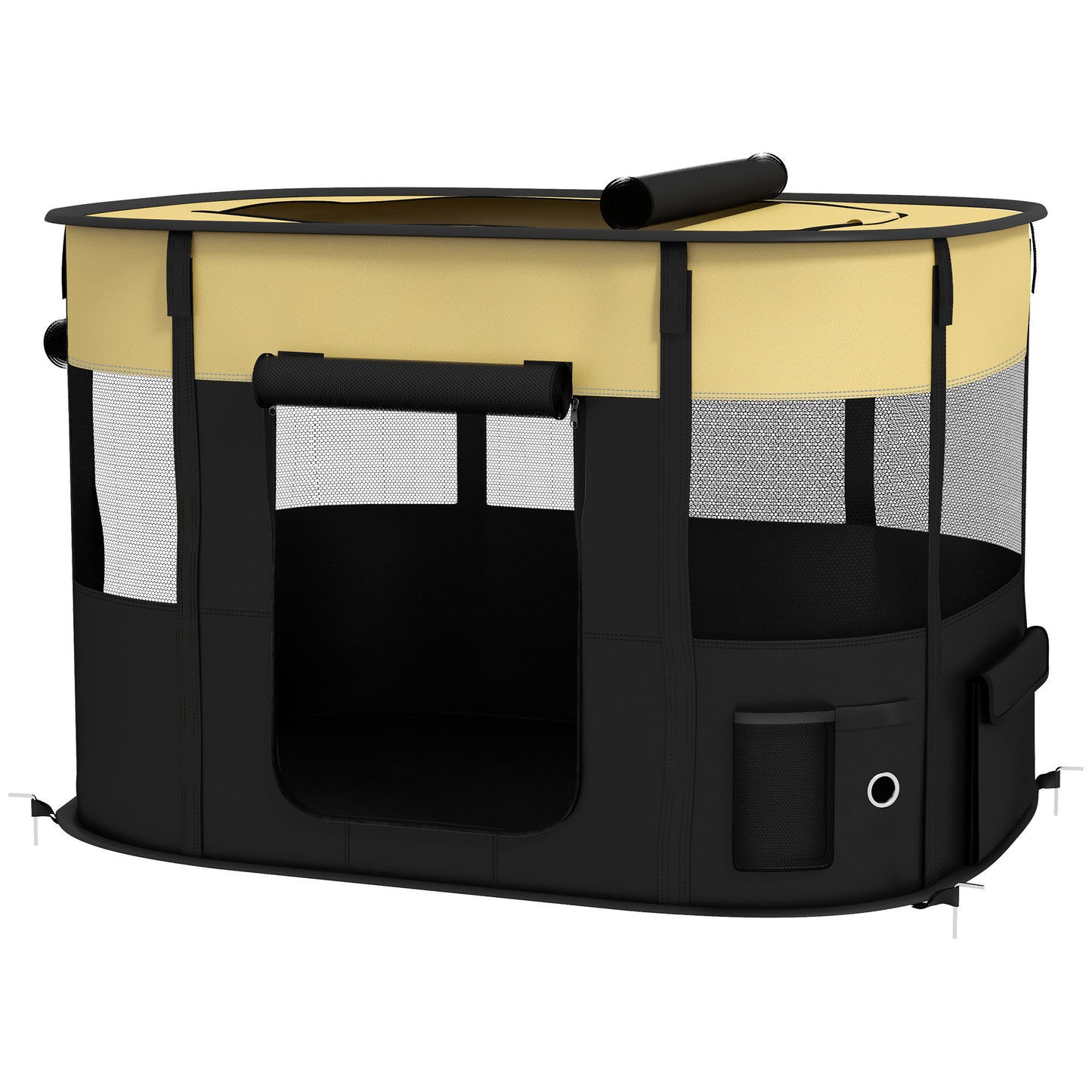 PawHut Foldable Camping Dog Pen with Storage Bag for Indoor/Outdoor Use, Yellow