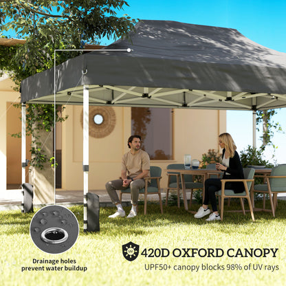3x4.5m Pop Up Gazebo | UPF50+ 420D Oxford Roof | 4 Removable Mesh Sides | 3 Height Settings | Full Stability Kit | Wheeled Carry Bag | Dark Grey