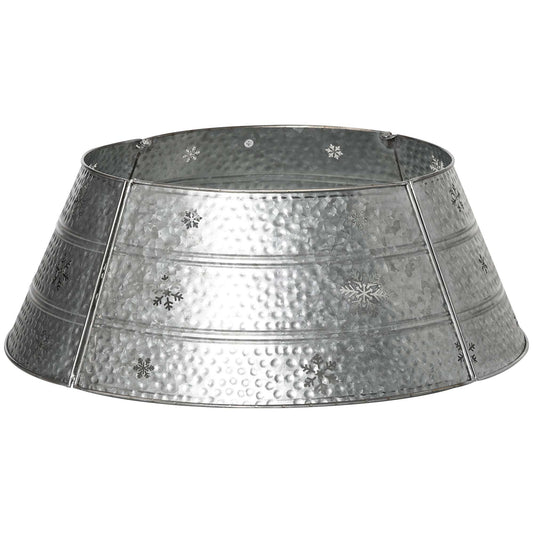 66cm Christmas Tree Base Cover, Christmas Tree Collar With Hollow Snowflake Pattern for Holiday, Party, Silver