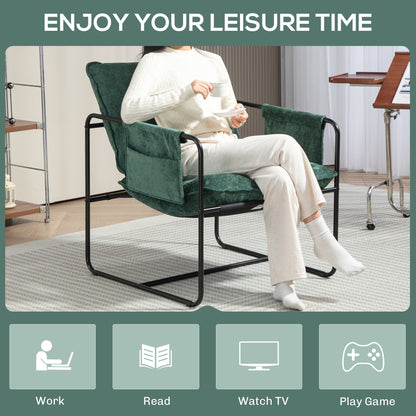 Minimal Padded Accent Chair, with Pockets - Green