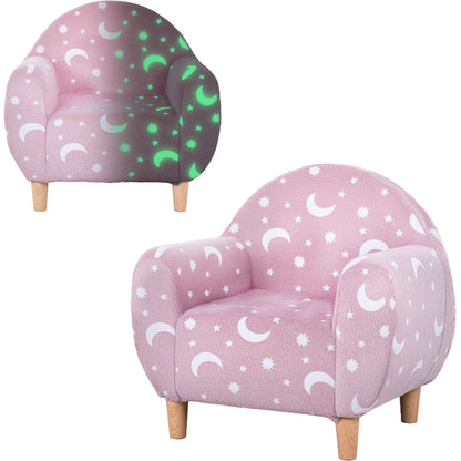AIYAPLAY Kids Armchair, Glow in the Dark Chair with Star Design for Bedroom, Playroom, Kids Room, Grey / Pink