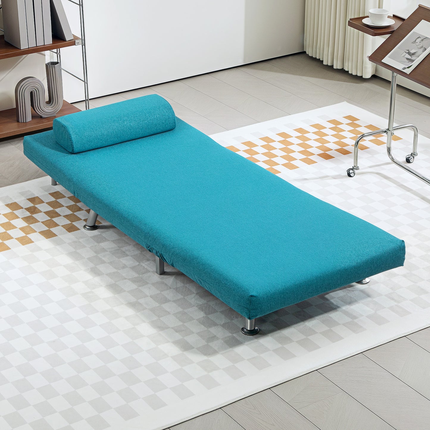 Single Linen-Feel Sleeper Chair - Dark Blue