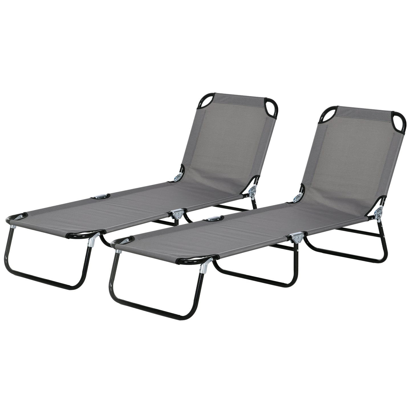 Outsunny Garden Sun Lounger, with Five-Position Back - Grey