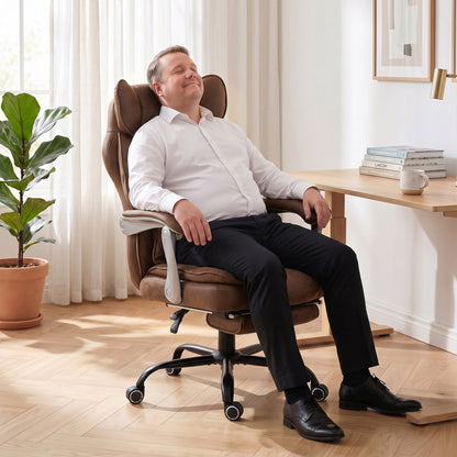 Executive Office Chair | Big & Tall 180kg Reclining Desk Chair with Footrest & Lumbar Support