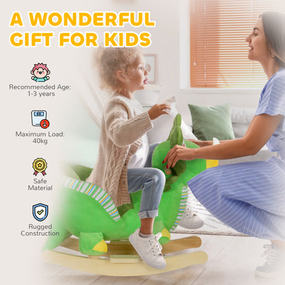 AIYAPLAY Dinosaur Design Rocking Horse with Animal Sound, Safety Belt, Wooden Base, for Toddlers 18-36 Months