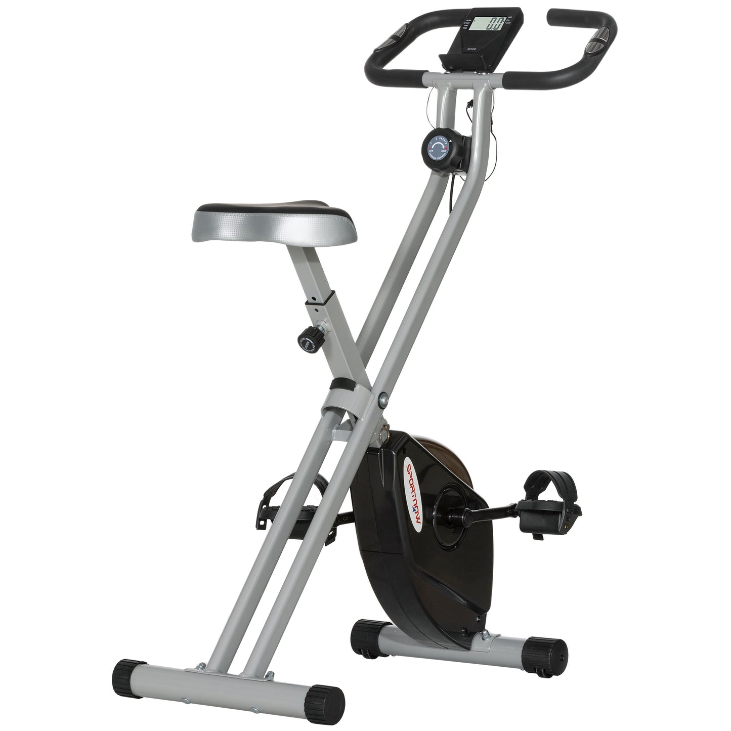 SPORTNOW Folding & Quiet Exercise Bike with 8-Level Magnetic Resistance and Heart-Rate Sensor for Home Gym