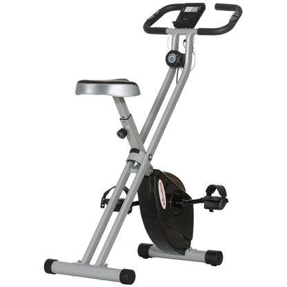 SPORTNOW Folding & Quiet Exercise Bike with 8-Level Magnetic Resistance and Heart-Rate Sensor for Home Gym