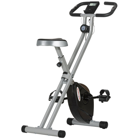 SPORTNOW Folding & Quiet Exercise Bike with 8-Level Magnetic Resistance and Heart-Rate Sensor for Home Gym