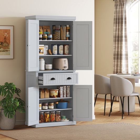 Multi-Storage Mid-Century Kitchen Cabinet - Grey