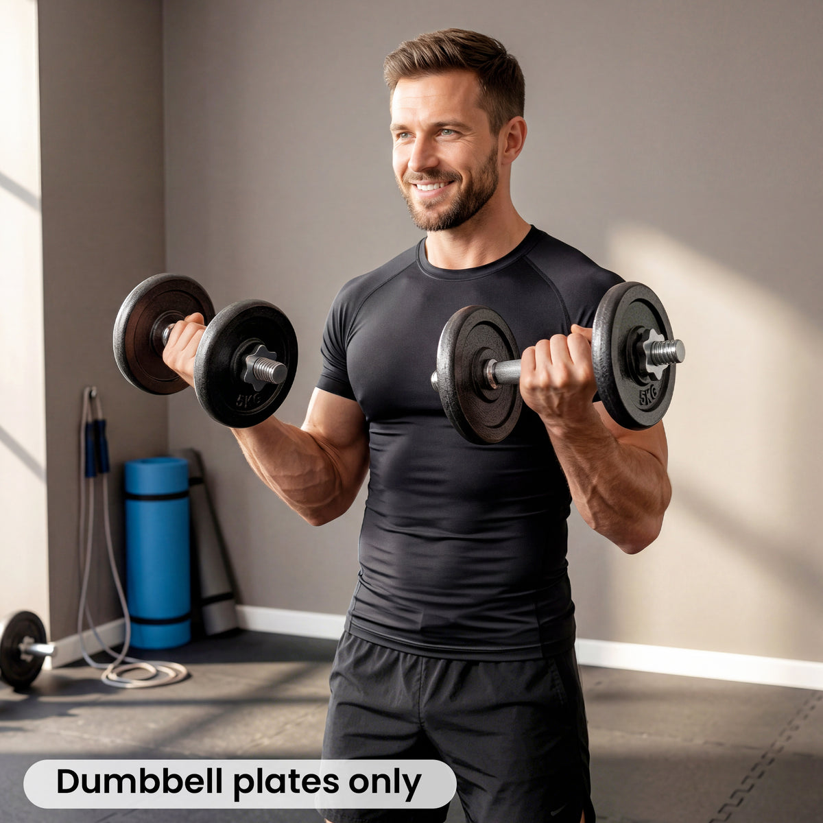 Metal Weight Plates Set | 4 x 5 kg or 4 x 2.5 kg Options | 1 Inch Standard Fit | Rust-Resistant Finish | Dumbbell & Barbell Compatible | Grey
