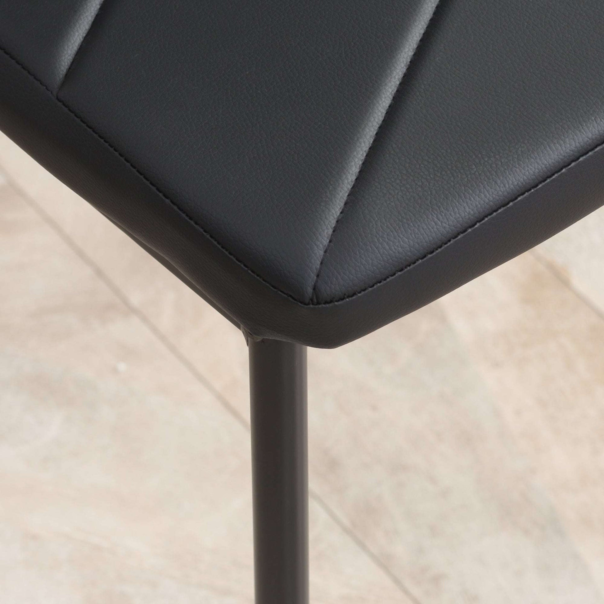Set of 6 Faux Leather Dining Chairs - Black