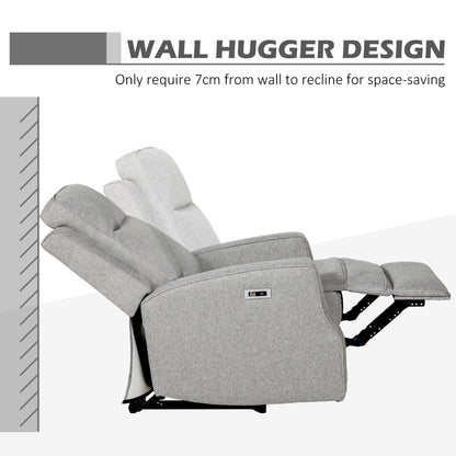 Electric Recliner Armchair, Recliner Chair with Adjustable Leg Rest, USB Port, Grey