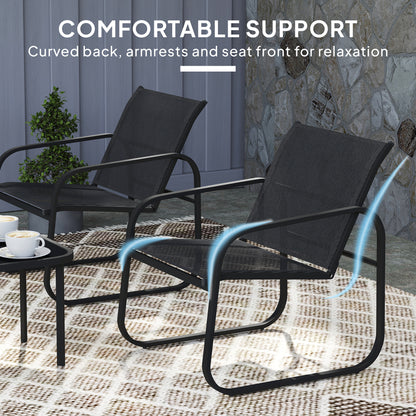 Outsunny Three-Piece Garden Seating Chairs & Table Set - Black