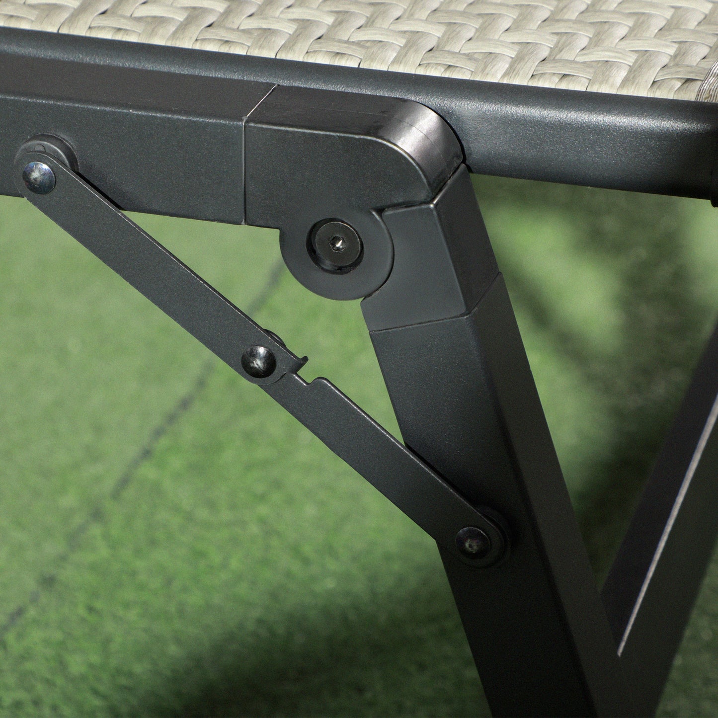 Outsunny Foldable Outdoor PE Rattan Sun Lounger Set of 2, Patio Wicker Recliners Lounge Chair w/ 5-Level Adjustable Backrest - Mixed Grey