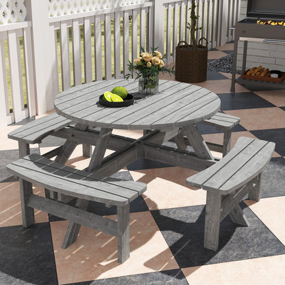 Outsunny 8-Seater Wooden Picnic Bench Set - Fir Wood