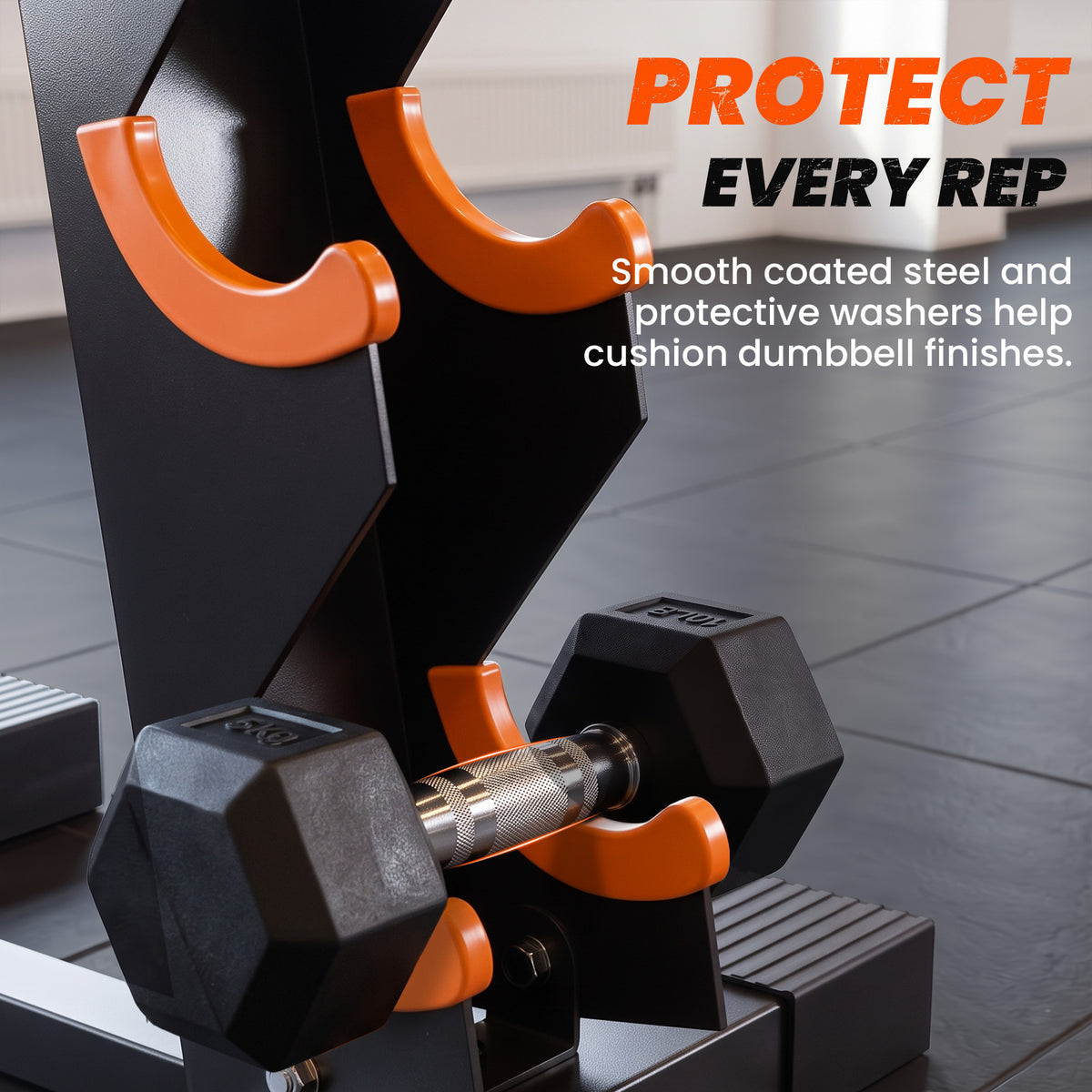 SPORTNOW 5-Tier Dumbbell Rack | A-Frame Stand for 5 Pairs | 90kg Total Capacity, Protective Cradles & PP Feet | Black & Orange