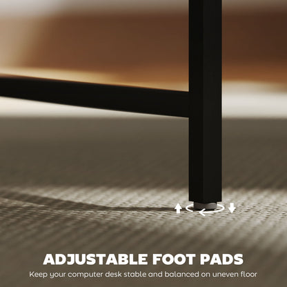 Computer Desk W/ LED Lights and Power Outlets, Gaming Desk W/ Monitor Stand, Computer Table with Remote for Home Office Study, Rustic Brown