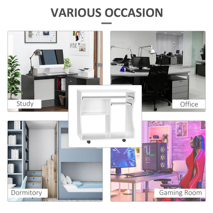 Multi-Storage Compact Work Desk, with Wheels - White